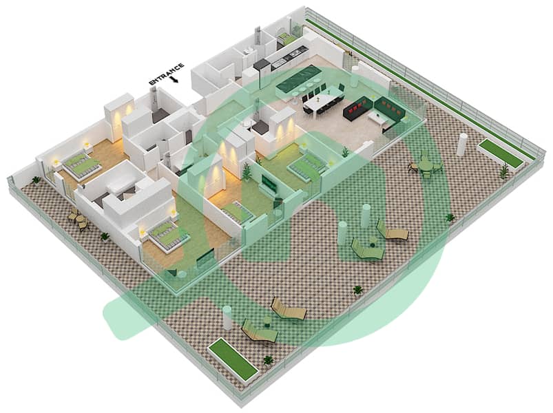 Central Park - 4 Bedroom Apartment Type B1 Floor plan interactive3D