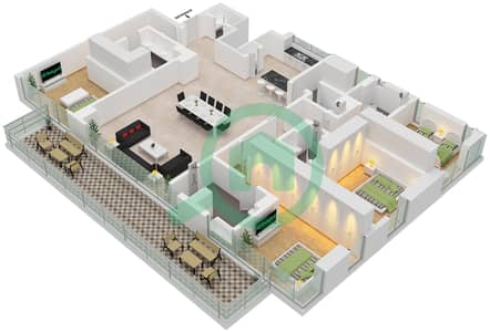 One JBR - 4 Bedroom Apartment Unit 3902 Floor plan