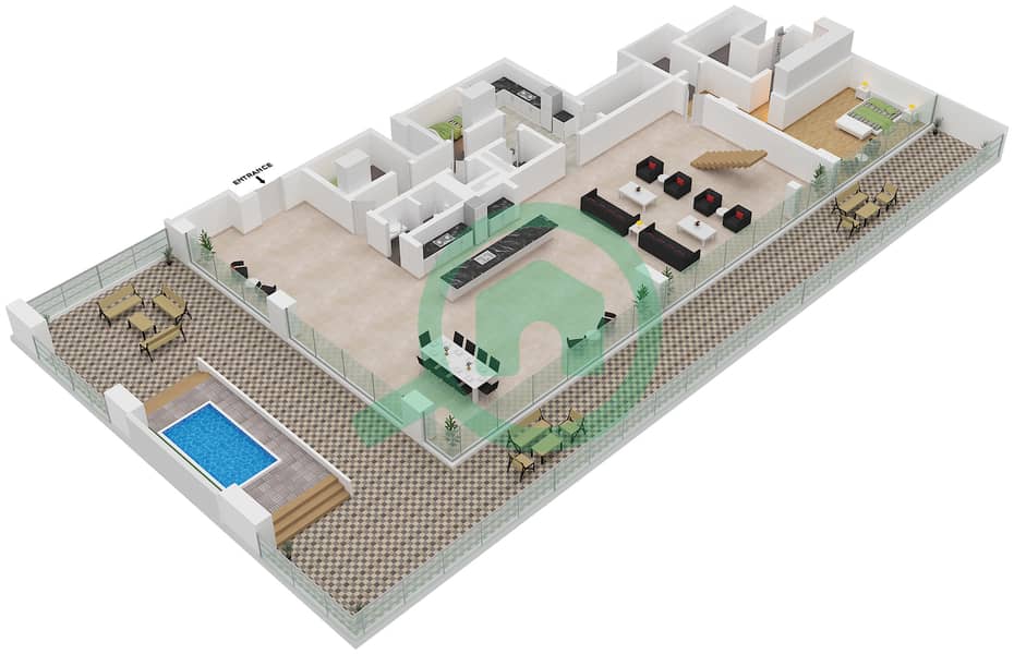 المخططات الطابقية لتصميم الوحدة 4502 بنتهاوس 5 غرف نوم - ون جي بي ار Lower45 interactive3D