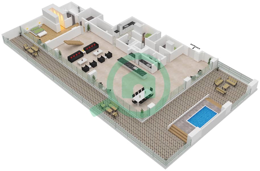 المخططات الطابقية لتصميم الوحدة 4501 بنتهاوس 5 غرف نوم - ون جي بي ار Lower45 interactive3D