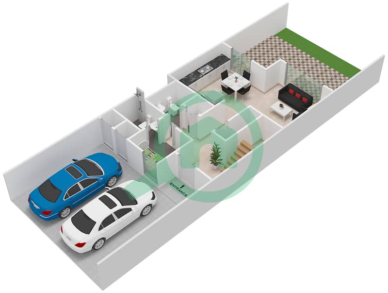 卡梅丽亚社区 - 3 卧室联排别墅类型1M戶型图 interactive3D