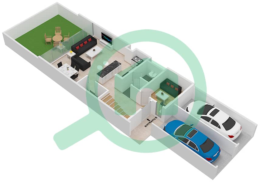 脉动联排别墅 - 2 卧室联排别墅类型／单位A/3戶型图 Ground Floor interactive3D