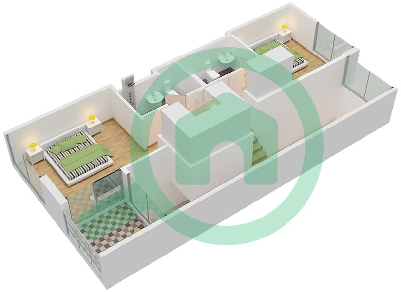 The Pulse Townhouses - 2 Bedroom Townhouse Type/unit B,D/2 Floor plan First Floor interactive3D
