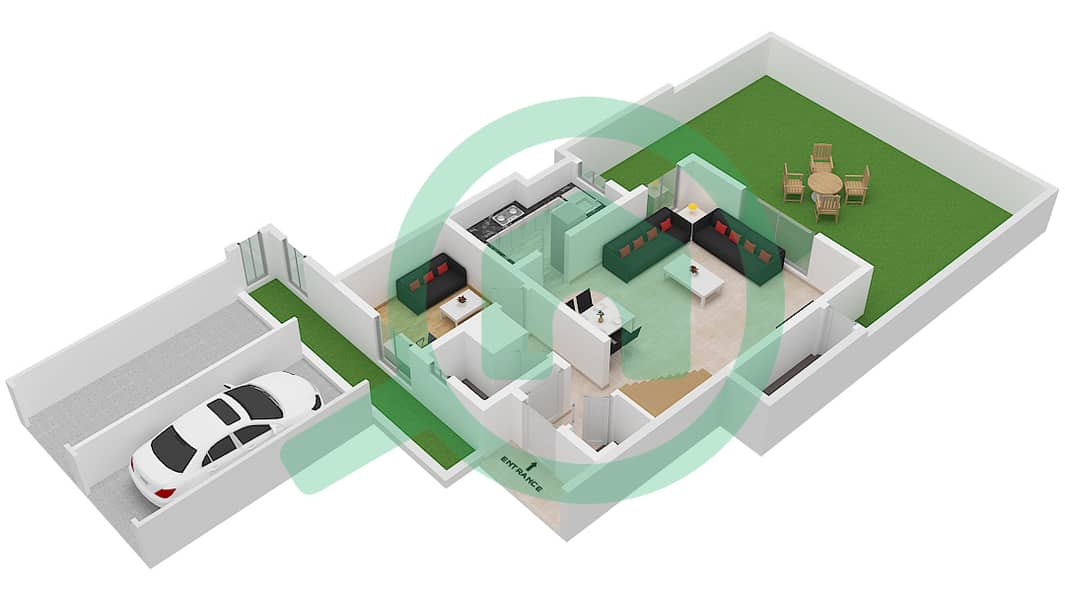 脉动联排别墅 - 2 卧室联排别墅类型／单位C/2戶型图 Ground Floor interactive3D