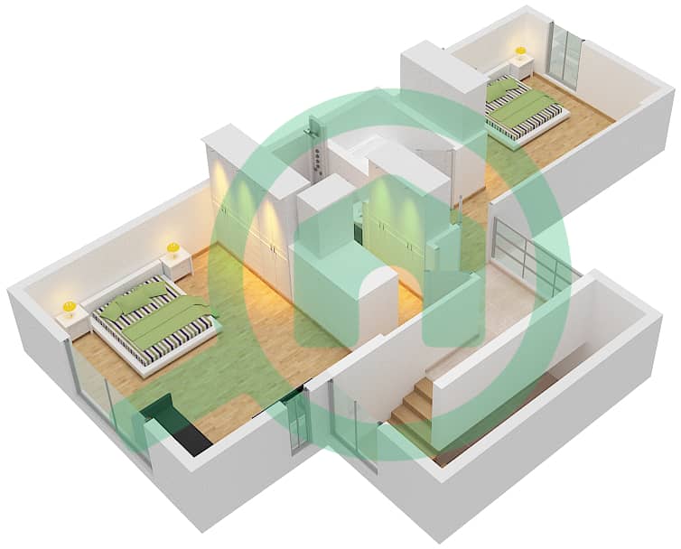 The Pulse Townhouses - 2 Bedroom Townhouse Type/unit C/2 Floor plan First Floor interactive3D