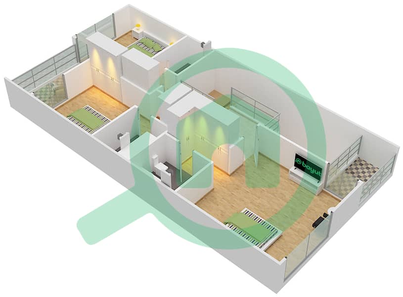 脉动联排别墅 - 3 卧室联排别墅类型／单位C/4戶型图 First Floor interactive3D