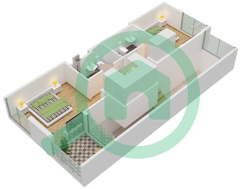 脉动联排别墅 - 2 卧室联排别墅类型／单位D/4戶型图 First Floor interactive3D