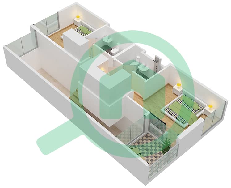 脉动联排别墅 - 2 卧室联排别墅类型／单位D/5戶型图 First Floor interactive3D