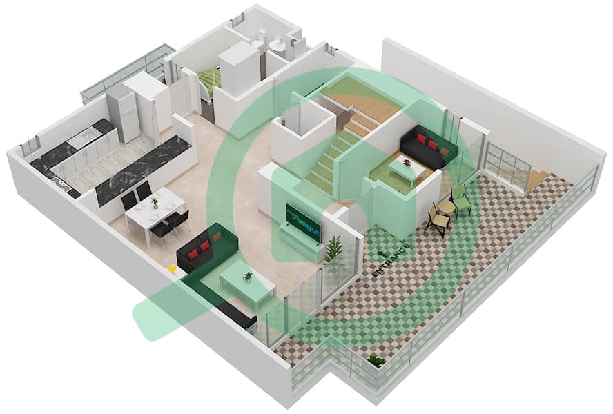 The Pulse Townhouses - 4 Bedroom Townhouse Type/unit D/7 Floor plan Floor 1 interactive3D
