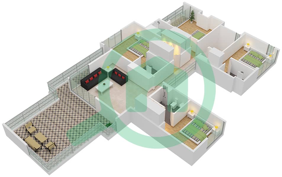 The Pulse Townhouses - 4 Bedroom Townhouse Type/unit D/7 Floor plan Floor 2 interactive3D