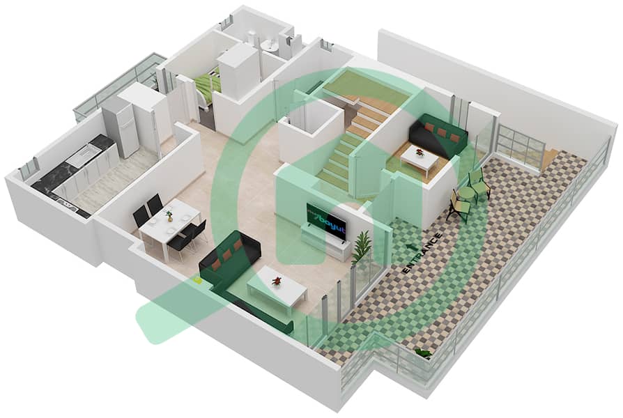 The Pulse Townhouses - 3 Bedroom Townhouse Type/unit E/3 Floor plan Ground Floor interactive3D