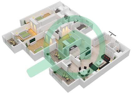 Al Khail Heights - 4 Bedroom Apartment Type E Floor plan
