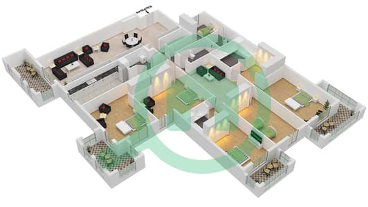 Al Khail Heights - 5 Bed Apartments Type G Floor plan