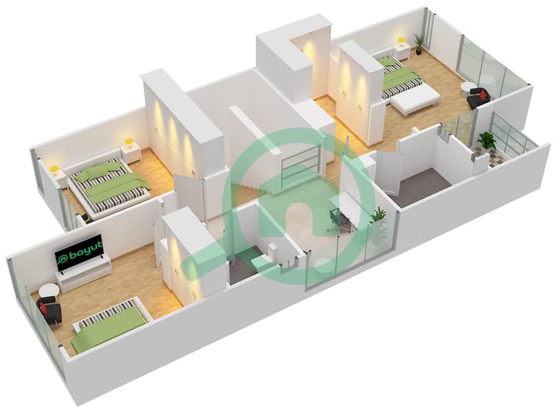 Черривудс - Вилла 4 Cпальни планировка Единица измерения CORNER First Floor interactive3D