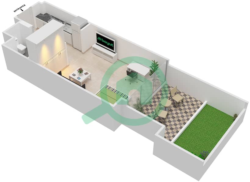 المخططات الطابقية لتصميم الوحدة 03 FIRST FLOOR شقة استوديو - شايستا عزيزي First Floor interactive3D