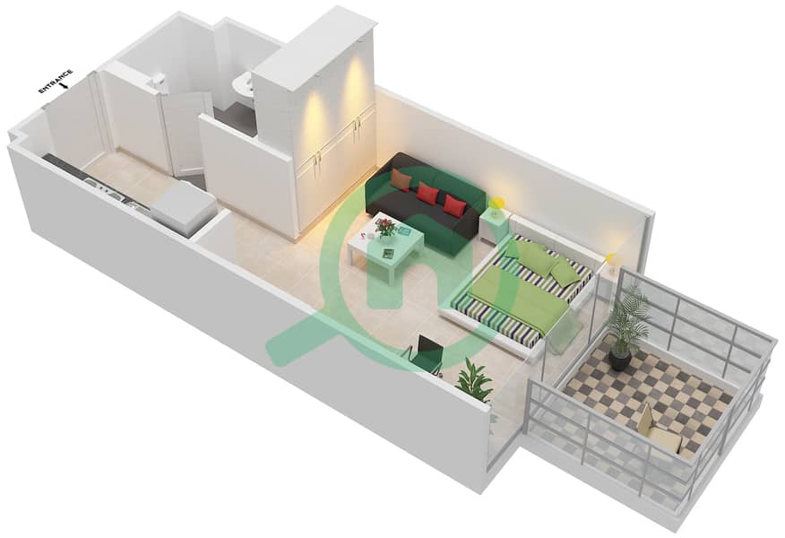 المخططات الطابقية لتصميم الوحدة 19 FLOOR 2-4 شقة استوديو - شايستا عزيزي Floor 2-4 interactive3D