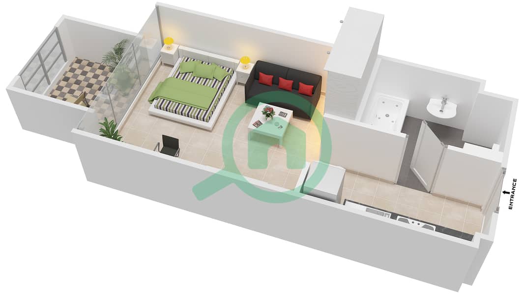 المخططات الطابقية لتصميم الوحدة 23 FLOOR 2-4 شقة استوديو - شايستا عزيزي Floor 2-4 interactive3D
