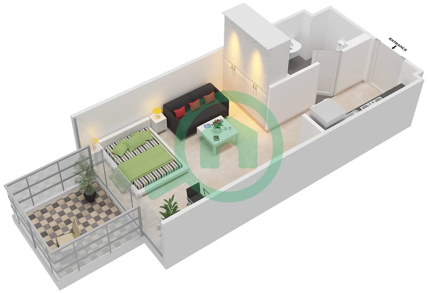 المخططات الطابقية لتصميم الوحدة 21 FLOOR 2-4 شقة استوديو - شايستا عزيزي Floor 2-4 interactive3D