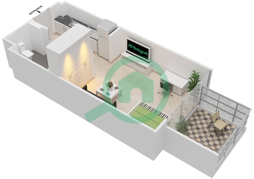 阿齐兹绍伊斯塔公寓 - 单身公寓单位06 FLOOR 2-4戶型图 Floor 2-4 interactive3D