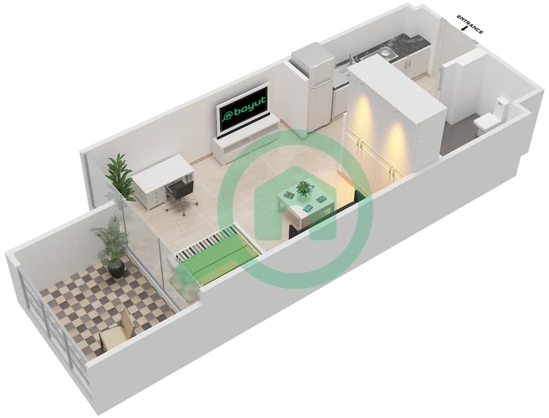 المخططات الطابقية لتصميم الوحدة 04 FLOOR 2-4 شقة استوديو - شايستا عزيزي Floor 2-4 interactive3D