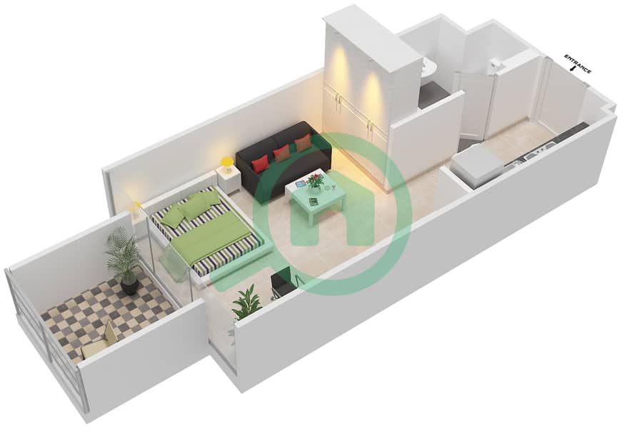 المخططات الطابقية لتصميم الوحدة 12 FIRST FLOOR شقة استوديو - شايستا عزيزي First Floor interactive3D
