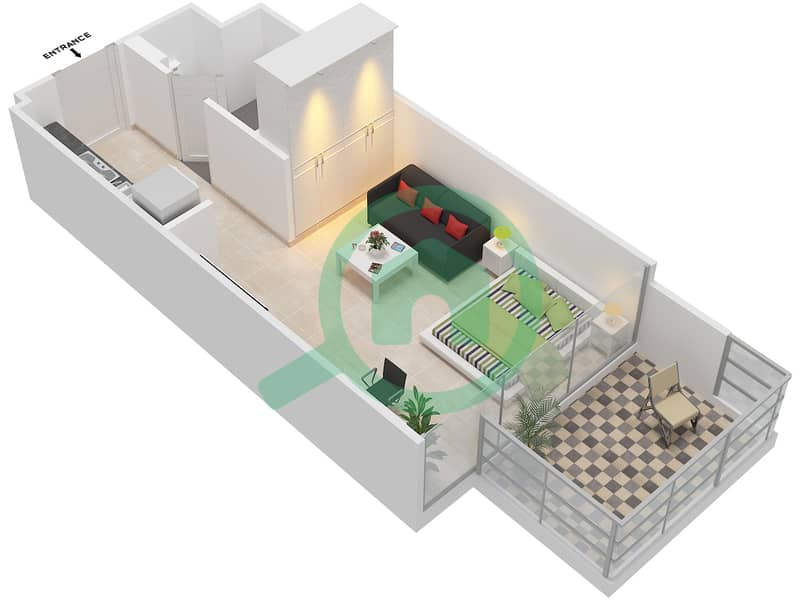 المخططات الطابقية لتصميم الوحدة 7 FLOOR 2-4 شقة استوديو - شايستا عزيزي Floor 2-4 interactive3D