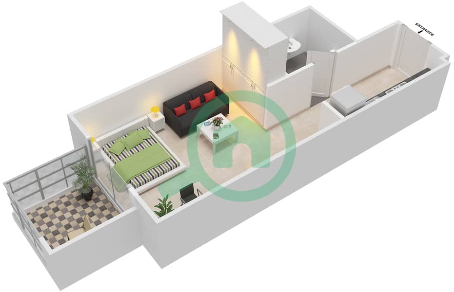 阿齐兹绍伊斯塔公寓 - 单身公寓单位10 FLOOR 2-4戶型图 Floor 2-4 interactive3D
