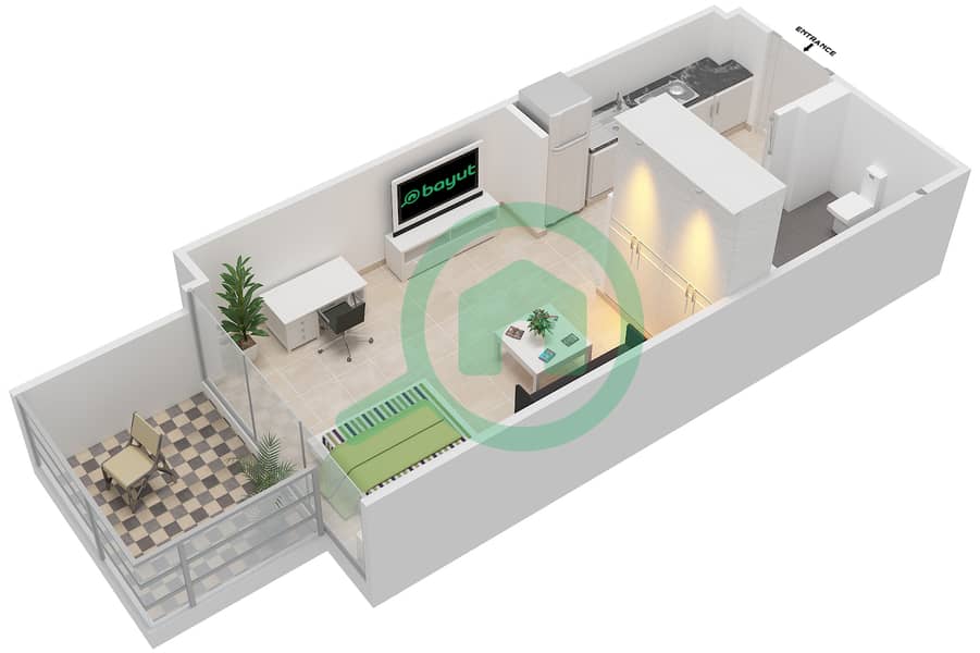 المخططات الطابقية لتصميم الوحدة 16 FLOOR 2-4 شقة استوديو - شايستا عزيزي Floor 2-4 interactive3D