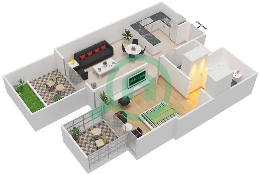 阿齐兹绍伊斯塔公寓 - 1 卧室公寓单位10 FIRST FLOOR戶型图 First Floor interactive3D