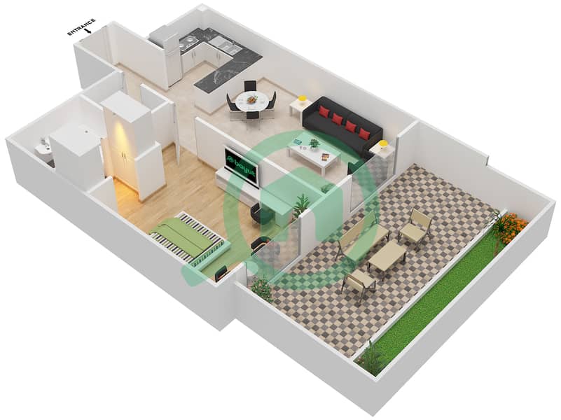 阿齐兹绍伊斯塔公寓 - 1 卧室公寓单位15 FIRST FLOOR戶型图 First Floor interactive3D