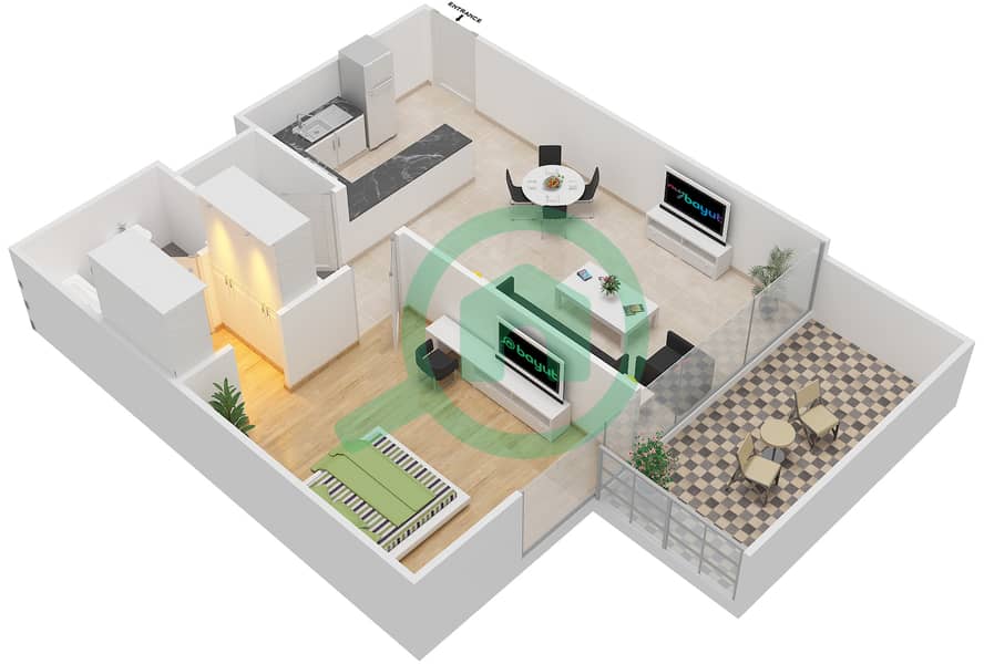 阿齐兹绍伊斯塔公寓 - 1 卧室公寓单位02 FLOOR 5戶型图 Floor 5 interactive3D