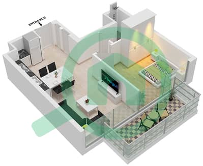 阿齐兹里维埃拉38号楼 - 1 卧室公寓类型／单位4B/4戶型图