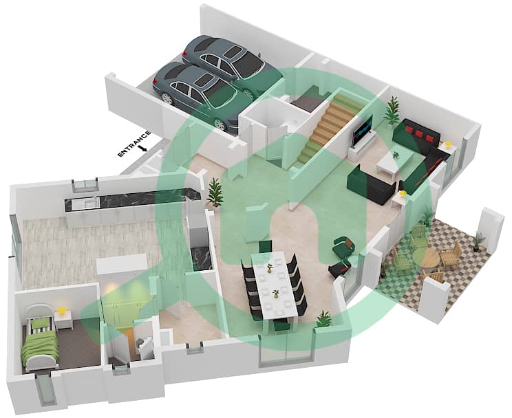 Cordoba Residence - 3 Bedroom Apartment Type B Floor plan interactive3D