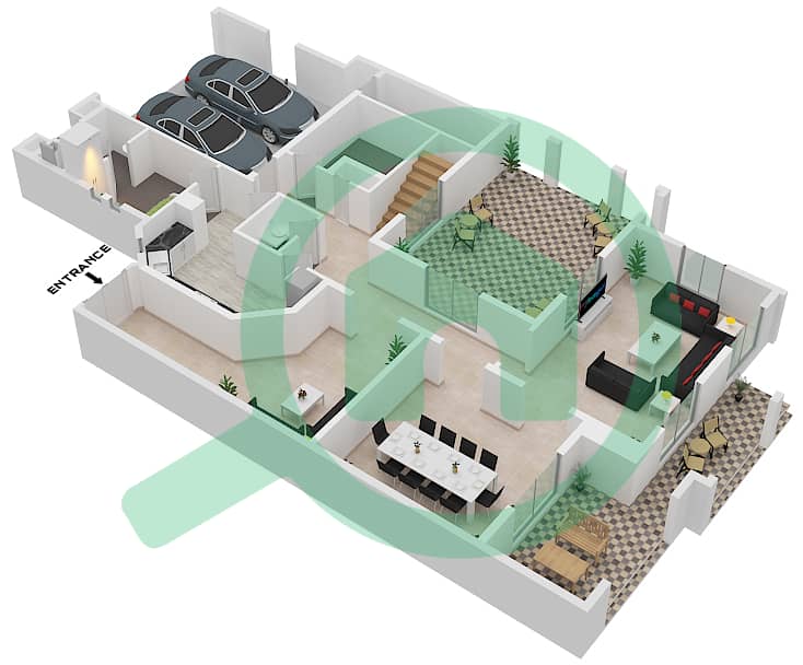 المخططات الطابقية لتصميم النموذج C شقة 4 غرف نوم - مساكن قرطبة interactive3D