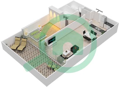 المخططات الطابقية لتصميم الوحدة 004 شقة 1 غرفة نوم - شقق المدينة