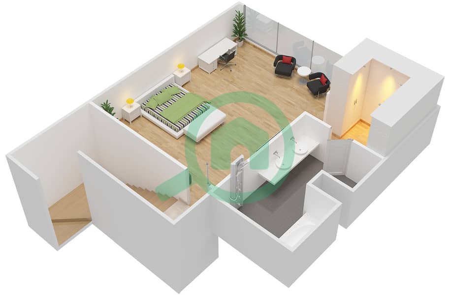 المخططات الطابقية لتصميم النموذج 3A شقة 3 غرف نوم - مساكن كورنيش عجمان interactive3D
