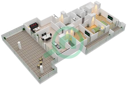 المخططات الطابقية لتصميم النموذج B بنتهاوس 3 غرف نوم - الواحة ريزيدنس 1