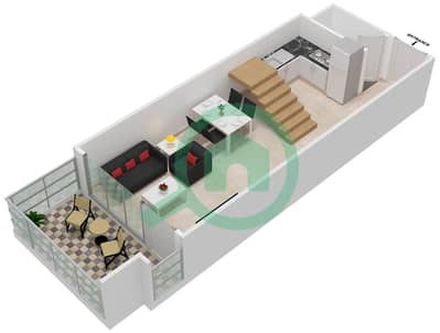 المخططات الطابقية لتصميم النموذج A شقة 2 غرفة نوم - الواحة ريزيدنس 1