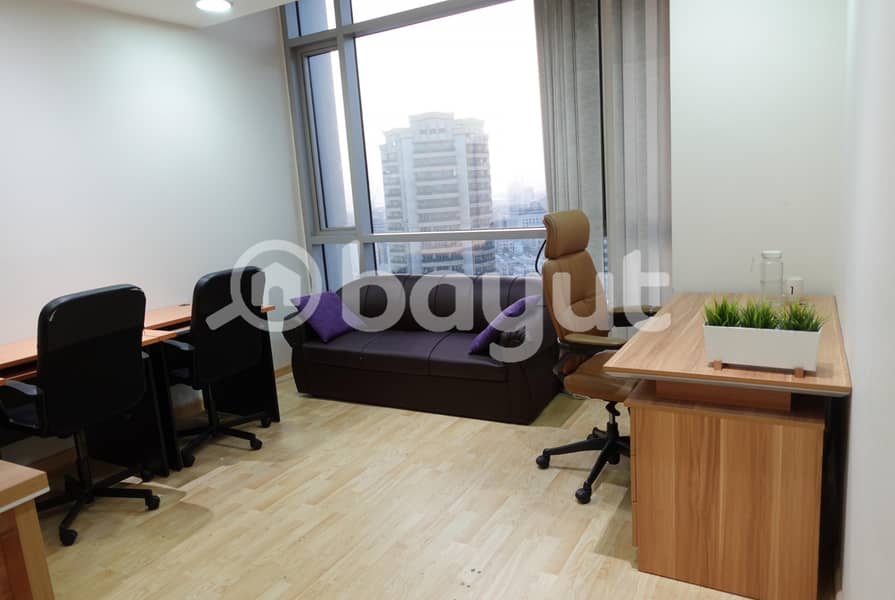 AED 25K - 40K | FULLY FURNISHED OFFICES WITH EJARI | AL MUSALLA TOWERS| FREE PARKING | NO COMMISSION