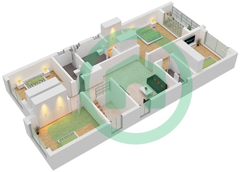 المخططات الطابقية لتصميم النموذج / الوحدة DETACHED تاون هاوس 5 غرف نوم - أرابيلا 3 interactive3D
