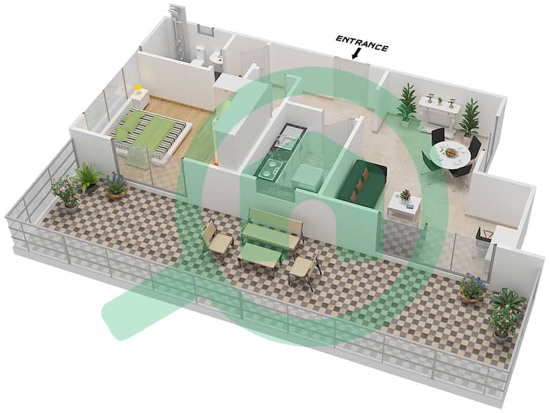 Evershine One - 1 Bedroom Apartment Type/unit 5/11B4 Floor plan interactive3D