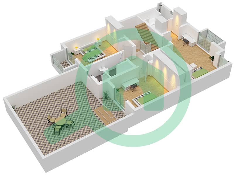 المخططات الطابقية لتصميم النموذج B فیلا 4 غرف نوم - قرية فورتونا interactive3D