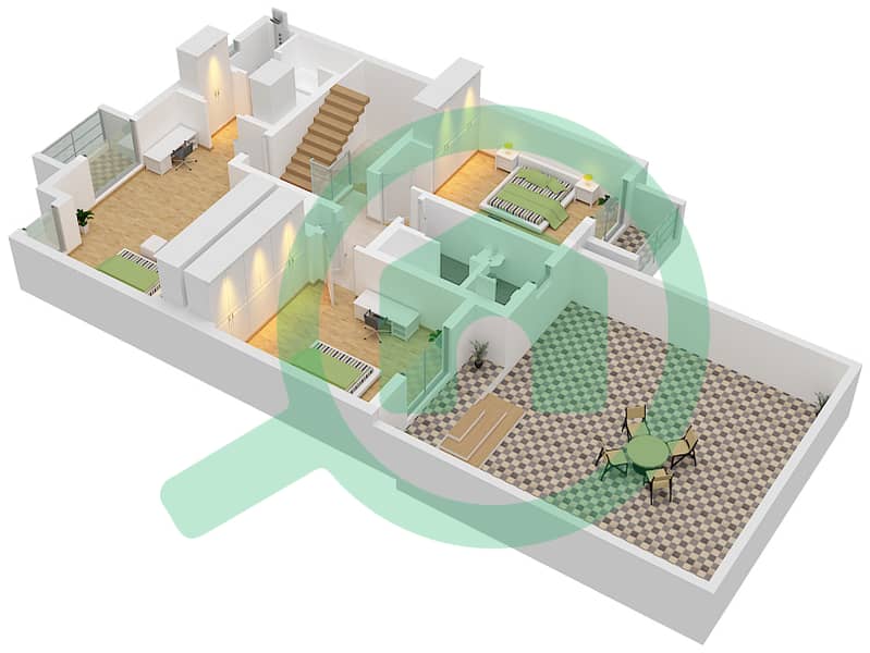 المخططات الطابقية لتصميم النموذج A فیلا 4 غرف نوم - قرية فورتونا interactive3D