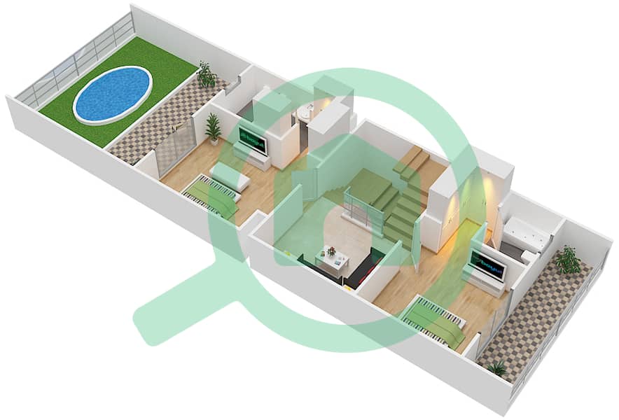 المخططات الطابقية لتصميم النموذج A فیلا 5 غرف نوم - جراند بارادايس II interactive3D