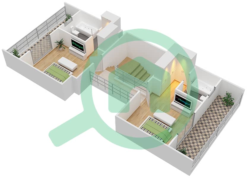 المخططات الطابقية لتصميم النموذج A فیلا 5 غرف نوم - جراند بارادايس II interactive3D