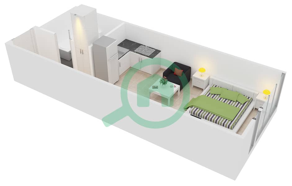 Hanover Square - Studio Apartment Type C10 Floor plan interactive3D