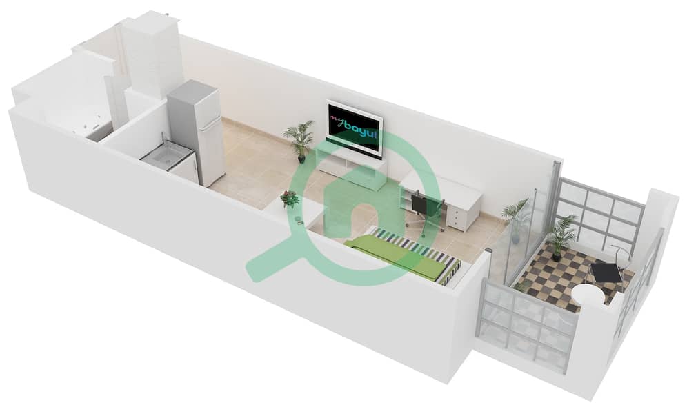 Hanover Square - Studio Apartment Type C5 Floor plan interactive3D