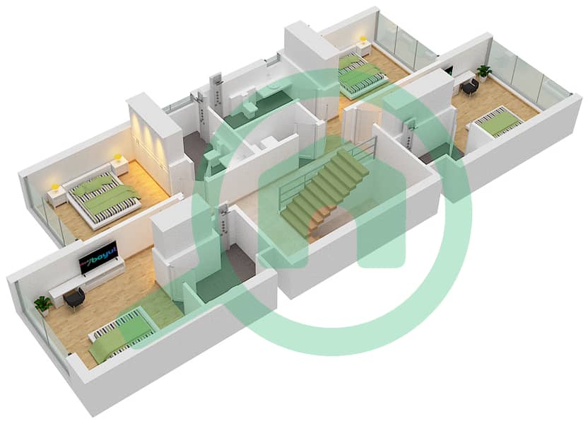 Faya at Bloom Gardens - 5 Bedroom Apartment Type B Floor plan interactive3D