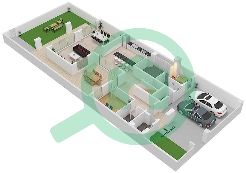 百慕大别墅区 - 3 卧室别墅类型B戶型图 interactive3D