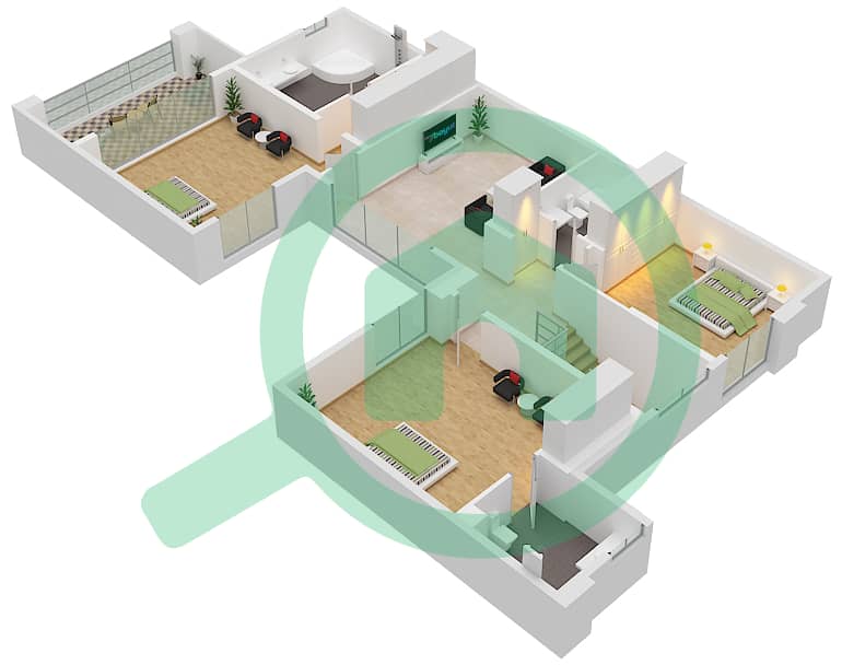 百慕大别墅区 - 3 卧室别墅类型B戶型图 interactive3D